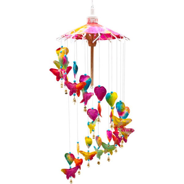 Rainbow Butterfly Mobile Decoration with Hearts