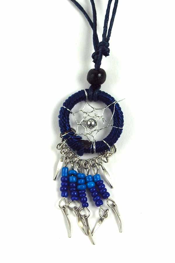 Dream Catcher Neckless with Feathers Purple Blue