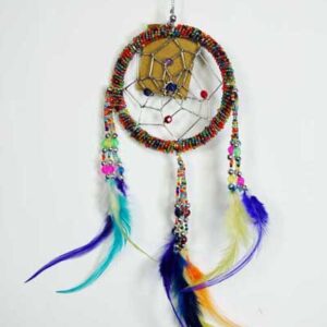 Rainbow Coloured Dream Catcher with Feathers Fair Trade