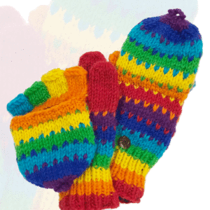 Rainbow woollen gloves
