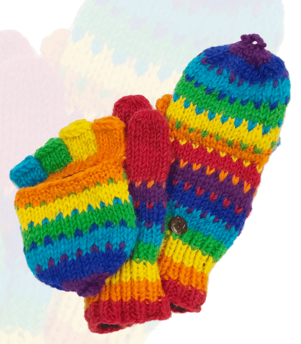 Rainbow woollen gloves