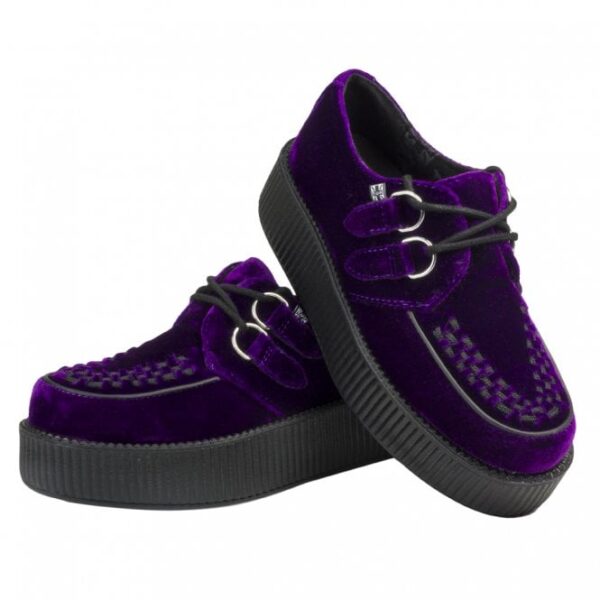 TUK Shoes Violet Purple Velvet Viva High Sole Creeper Large