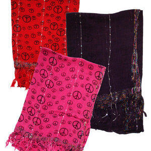 Scarf Peace Red Black Pink