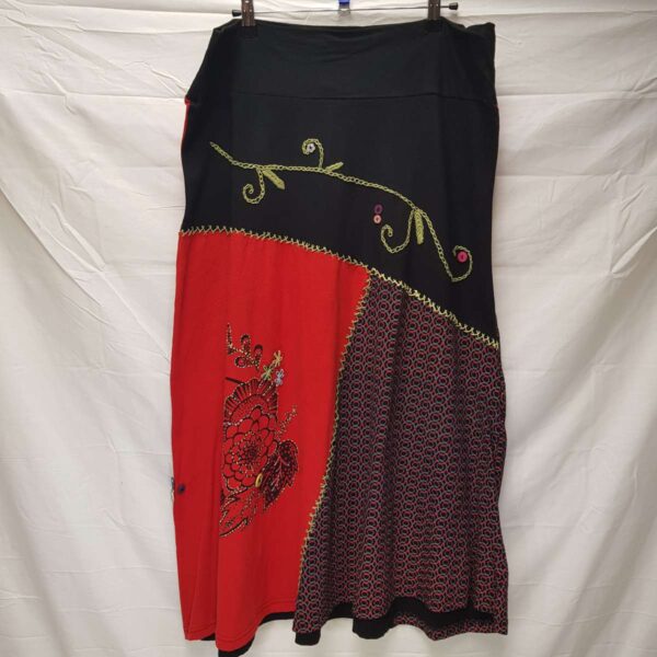 Flower Red Black Skirt