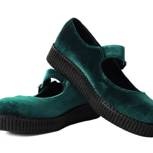 T.U.K. Shoes Emerald Green Velvet Viva II Mary Jane (F9869L) - Presentation