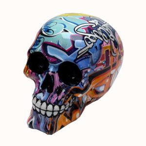 Skull graffitti multicolour paint ornament