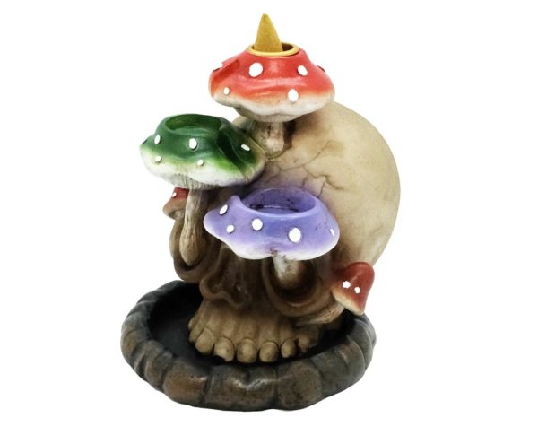 Mushroom skull incense holder